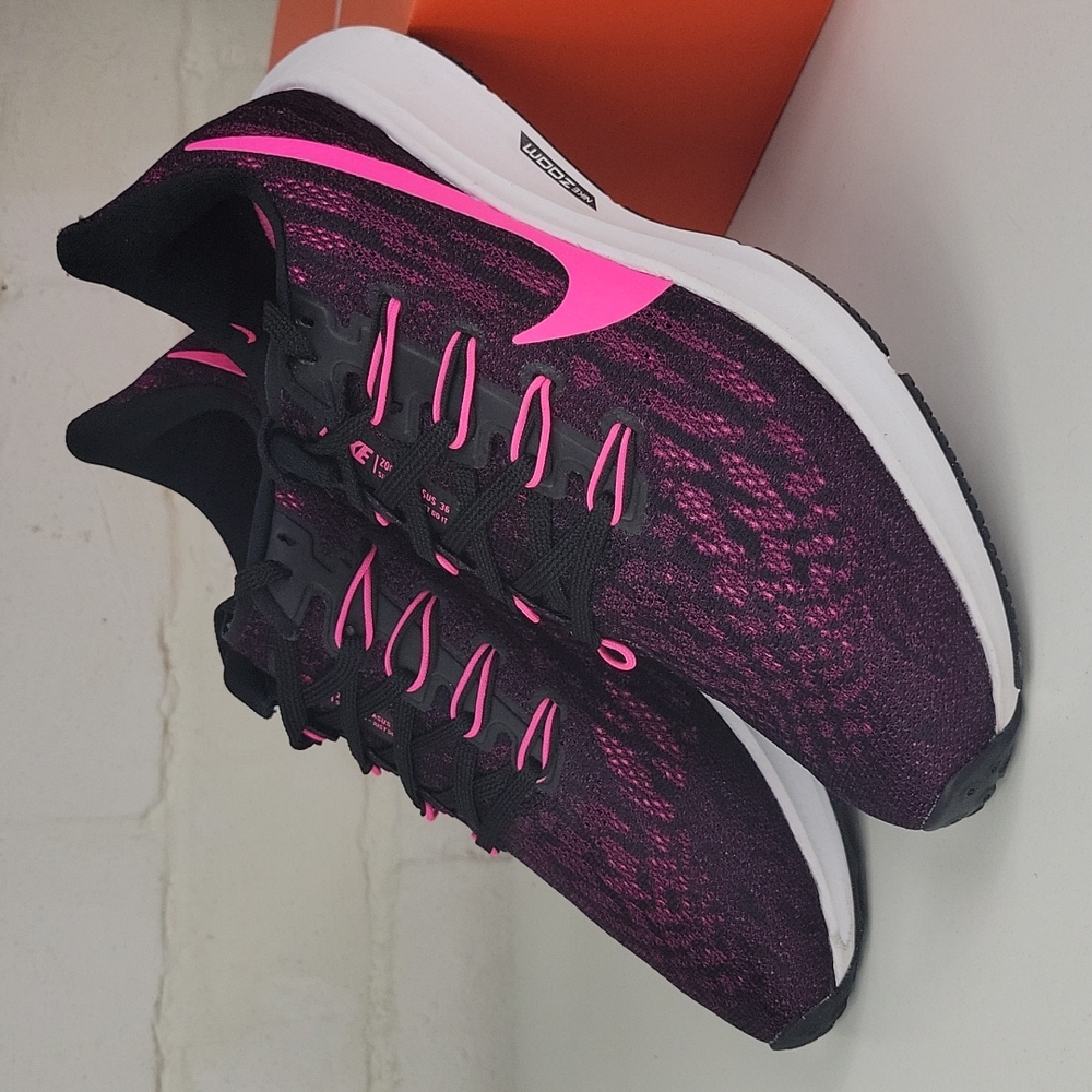 💥SOLD💥Nike Air Zoom Pegasus 36 Running Shoe Black / Pink Blast Women's 8 - Picture 2 of 8